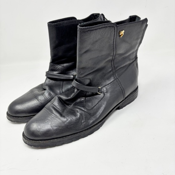 VELEZ Women’s Black Leather Boots Zip Up Buckle Logo Made In Columbia Size 38 - Picture 2 of 13